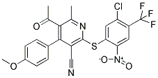 5-ACETYL-2-([5-CHLORO-2-NITRO-4-(TRIFLUOROMETHYL)PHENYL]THIO)-4-(4-METHOXYPHENYL)-6-METHYLNICOTINONITRILE 结构式