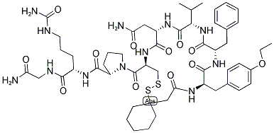 BETA-MERCAPTO,BETA,BETA-CYCLOPENTAMETHYLENE-PROPIONYL-D-TYR(ET)2-PHE-VAL-ASN-CYS-PRO-CIT-GLY-NH2 结构式