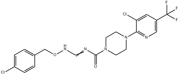 N-(([(4-CHLOROBENZYL)OXY]AMINO)METHYLENE)-4-[3-CHLORO-5-(TRIFLUOROMETHYL)-2-PYRIDINYL]TETRAHYDRO-1(2H)-PYRAZINECARBOXAMIDE 结构式