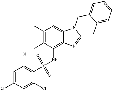 2,4,6-TRICHLORO-N-[5,6-DIMETHYL-1-(2-METHYLBENZYL)-1H-1,3-BENZIMIDAZOL-4-YL]BENZENESULFONAMIDE 结构式