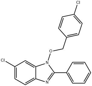 6-CHLORO-1-[(4-CHLOROBENZYL)OXY]-2-PHENYL-1H-1,3-BENZIMIDAZOLE 结构式