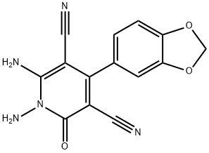 1,6-二氨基-4-(苯并[D][1,3]二氧戊环-5-基)-2-氧代-1,2-二氢吡啶-3,5-二甲腈 结构式