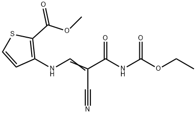 METHYL 3-((2-CYANO-3-[(ETHOXYCARBONYL)AMINO]-3-OXO-1-PROPENYL)AMINO)-2-THIOPHENECARBOXYLATE 结构式