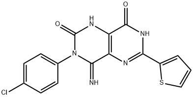 3-(4-CHLOROPHENYL)-4-IMINO-6-(2-THIENYL)-1,3,7-TRIHYDRO-5,7-DIAZAQUINAZOLINE-2,8-DIONE 结构式