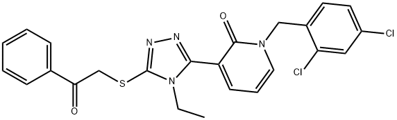 1-(2,4-DICHLOROBENZYL)-3-(4-ETHYL-5-[(2-OXO-2-PHENYLETHYL)SULFANYL]-4H-1,2,4-TRIAZOL-3-YL)-2(1H)-PYRIDINONE 结构式