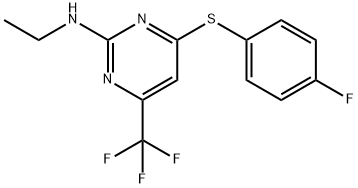 N-ETHYL-4-[(4-FLUOROPHENYL)SULFANYL]-6-(TRIFLUOROMETHYL)-2-PYRIMIDINAMINE 结构式