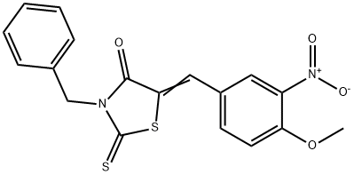 3-BENZYL-5-[(4-METHOXY-3-NITROPHENYL)METHYLENE]-2-THIOXO-1,3-THIAZOLAN-4-ONE 结构式