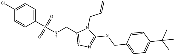 N-[(4-ALLYL-5-([4-(TERT-BUTYL)BENZYL]SULFANYL)-4H-1,2,4-TRIAZOL-3-YL)METHYL]-4-CHLOROBENZENESULFONAMIDE 结构式