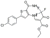 ETHYL 3-([2-(AMINOCARBONYL)-5-(4-CHLOROPHENYL)-3-THIENYL]AMINO)-2-(2,2,2-TRIFLUOROACETYL)ACRYLATE 结构式