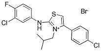 2-(3-CHLORO-4-FLUOROANILINO)-4-(4-CHLOROPHENYL)-3-ISOBUTYL-1,3-THIAZOL-3-IUM BROMIDE 结构式
