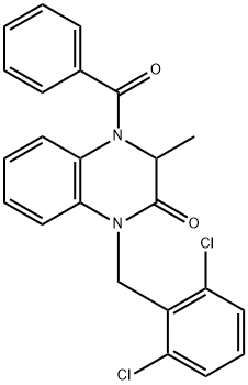 4-Benzoyl-1-(2,6-dichlorobenzyl)-3-methyl-3,4-dihydro-2(1H)-quinoxalinone 结构式