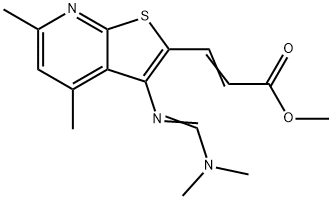 METHYL 3-(3-([(DIMETHYLAMINO)METHYLENE]AMINO)-4,6-DIMETHYLTHIENO[2,3-B]PYRIDIN-2-YL)ACRYLATE 结构式