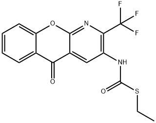 S-ETHYL N-[5-OXO-2-(TRIFLUOROMETHYL)-5H-CHROMENO[2,3-B]PYRIDIN-3-YL]CARBAMOTHIOATE 结构式