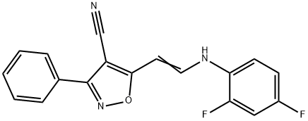 5-[2-(2,4-DIFLUOROANILINO)VINYL]-3-PHENYL-4-ISOXAZOLECARBONITRILE 结构式