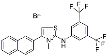 2-[3,5-DI(TRIFLUOROMETHYL)ANILINO]-3-METHYL-4-(2-NAPHTHYL)-1,3-THIAZOL-3-IUM BROMIDE 结构式