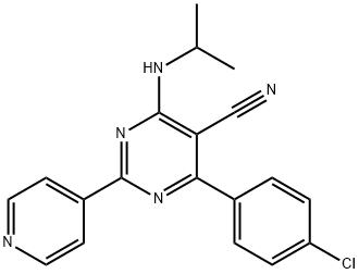 4-(4-氯苯基)-6-(异丙基氨基)-2-(吡啶-4-基)嘧啶-5-甲腈 结构式