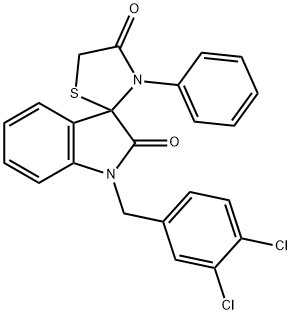 1-(3,4-DICHLOROBENZYL)-3'-PHENYLSPIRO(2,3-DIHYDRO-1H-INDOLE-3,2'-THIAZOLIDINE)-2,4'-DIONE 结构式