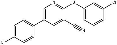 5-(4-Chlorophenyl)-2-[(3-chlorophenyl)sulfanyl]nicotinonitrile 结构式