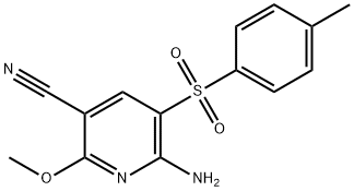 6-AMINO-2-METHOXY-5-[(4-METHYLPHENYL)SULFONYL]NICOTINONITRILE 结构式