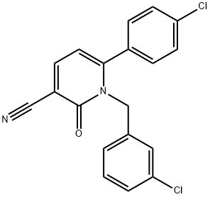 1-(3-CHLOROBENZYL)-6-(4-CHLOROPHENYL)-2-OXO-1,2-DIHYDRO-3-PYRIDINECARBONITRILE 结构式