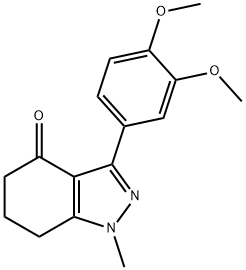 3-(3,4-二甲氧基苯基)-1-甲基-1,5,6,7-四氢-4H-吲唑-4-酮 结构式