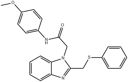 N-(4-甲氧基苯基)-2-(2-((苯硫基)甲基)-1H-苯并[D]咪唑-1-基)乙酰胺 结构式