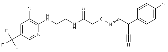 2-(([2-(4-Chlorophenyl)-2-cyanoethylidene]amino)oxy)-N-(2-([3-chloro-5-(trifluoromethyl)-2-pyridinyl]amino)ethyl)acetamide 结构式