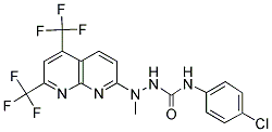 2-[5,7-BIS(TRIFLUOROMETHYL)[1,8]NAPHTHYRIDIN-2-YL]-N-(4-CHLOROPHENYL)-2-METHYL-1-HYDRAZINECARBOXAMIDE 结构式