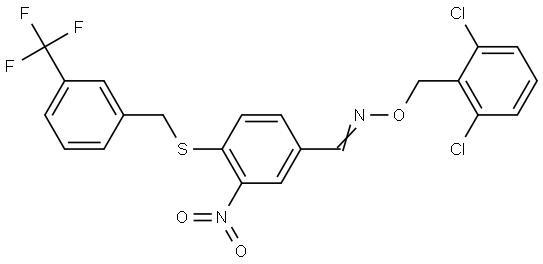3-Nitro-4-([3-(trifluoromethyl)benzyl]sulfanyl)benzenecarbaldehyde O-(2,6-dichlorobenzyl)oxime 结构式