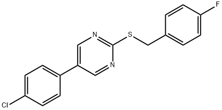 5-(4-CHLOROPHENYL)-2-PYRIMIDINYL 4-FLUOROBENZYL SULFIDE 结构式