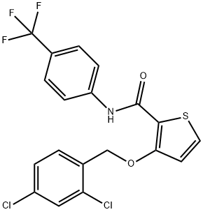 3-[(2,4-DICHLOROBENZYL)OXY]-N-[4-(TRIFLUOROMETHYL)PHENYL]-2-THIOPHENECARBOXAMIDE 结构式