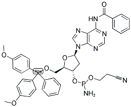 5'DIMETHOXYTRITYL DA(BZ) BETA-CYANOETHYL PHOSPHORAMIDITE 结构式