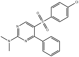 5-[(4-CHLOROPHENYL)SULFONYL]-N,N-DIMETHYL-4-PHENYL-2-PYRIMIDINAMINE 结构式