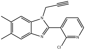 2-(2-CHLORO-3-PYRIDINYL)-5,6-DIMETHYL-1-(2-PROPYNYL)-1H-1,3-BENZIMIDAZOLE 结构式