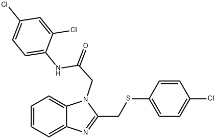 2-(2-([(4-Chlorophenyl)sulfanyl]methyl)-1H-1,3-benzimidazol-1-yl)-N-(2,4-dichlorophenyl)acetamide 结构式