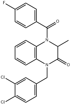 1-(3,4-DICHLOROBENZYL)-4-(4-FLUOROBENZOYL)-3-METHYL-3,4-DIHYDRO-2(1H)-QUINOXALINONE 结构式