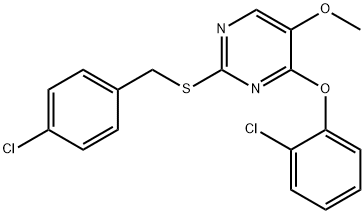 2-[(4-Chlorobenzyl)sulfanyl]-4-(2-chlorophenoxy)-5-methoxypyrimidine 结构式