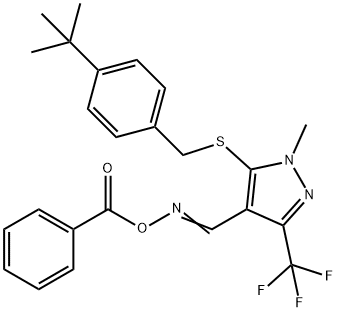 4-([(Benzoyloxy)imino]methyl)-5-([4-(tert-butyl)benzyl]sulfanyl)-1-methyl-3-(trifluoromethyl)-1H-pyrazole 结构式