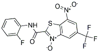 2-[(2-FLUOROANILINO)CARBONYL]-7-NITRO-5-(TRIFLUOROMETHYL)-1,3-BENZOTHIAZOL-3-IUM-3-OLATE 结构式