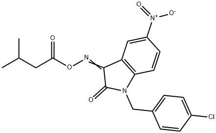 1-(4-CHLOROBENZYL)-3-([(3-METHYLBUTANOYL)OXY]IMINO)-5-NITRO-1,3-DIHYDRO-2H-INDOL-2-ONE 结构式