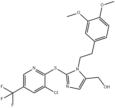 [2-([3-CHLORO-5-(TRIFLUOROMETHYL)-2-PYRIDINYL]SULFANYL)-1-(3,4-DIMETHOXYPHENETHYL)-1H-IMIDAZOL-5-YL]METHANOL 结构式