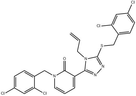 3-(4-Allyl-5-[(2,4-dichlorobenzyl)sulfanyl]-4H-1,2,4-triazol-3-yl)-1-(2,4-dichlorobenzyl)-2(1H)-pyridinone 结构式