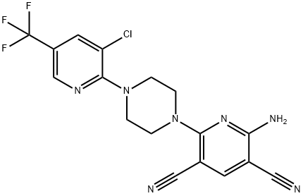 2-AMINO-6-(4-[3-CHLORO-5-(TRIFLUOROMETHYL)-2-PYRIDINYL]PIPERAZINO)-3,5-PYRIDINEDICARBONITRILE 结构式