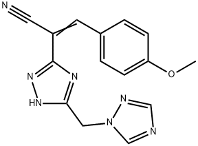 3-(4-Methoxyphenyl)-2-[5-(1H-1,2,4-triazol-1-ylmethyl)-1H-1,2,4-triazol-3-yl]acrylonitrile 结构式