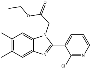 ETHYL 2-[2-(2-CHLORO-3-PYRIDINYL)-5,6-DIMETHYL-1H-1,3-BENZIMIDAZOL-1-YL]ACETATE 结构式