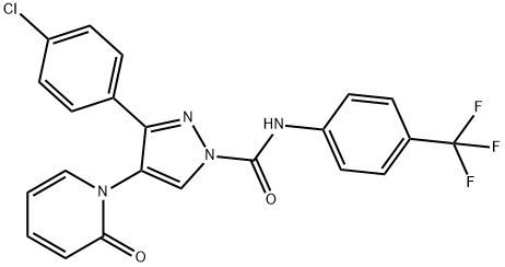 3-(4-CHLOROPHENYL)-4-[2-OXO-1(2H)-PYRIDINYL]-N-[4-(TRIFLUOROMETHYL)PHENYL]-1H-PYRAZOLE-1-CARBOXAMIDE 结构式