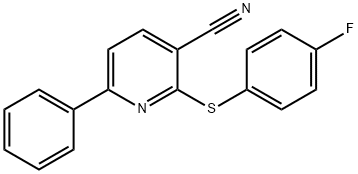 2-[(4-FLUOROPHENYL)SULFANYL]-6-PHENYLNICOTINONITRILE 结构式