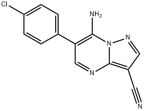 7-AMINO-6-(4-CHLOROPHENYL)PYRAZOLO[1,5-A]PYRIMIDINE-3-CARBONITRILE 结构式