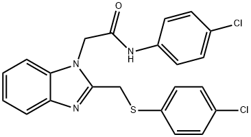 N-(4-氯苯基)-2-(2-(((4-氯苯基)硫代)甲基)-1H-苯并[D]咪唑-1-基)乙酰胺 结构式