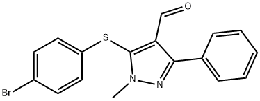 5-[(4-BROMOPHENYL)SULFANYL]-1-METHYL-3-PHENYL-1H-PYRAZOLE-4-CARBALDEHYDE 结构式